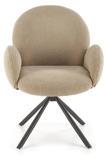 Scaun rotativ K498, cappuccino/negru, stofa buclata/metal, 64x63x90 cm