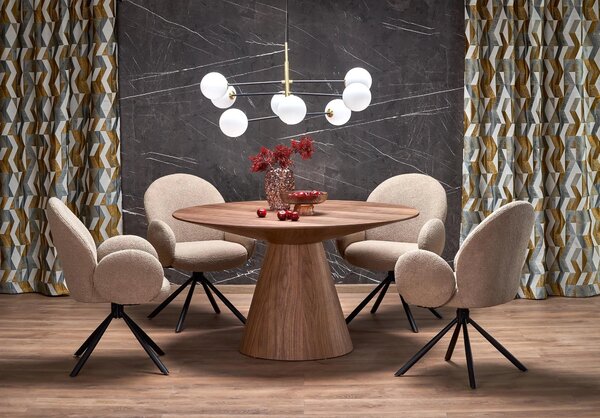 Scaun rotativ K498, cappuccino/negru, stofa buclata/metal, 64x63x90 cm