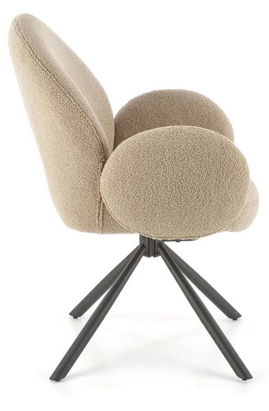 Scaun rotativ K498, cappuccino/negru, stofa buclata/metal, 64x63x90 cm