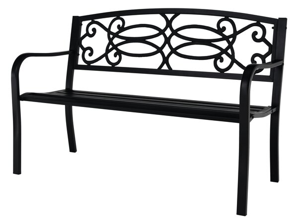 Banca gradina VENDA, negru, metal, 127x60x85 cm