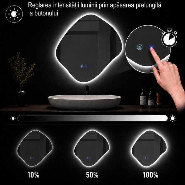 Oglindă de baie cu iluminare LED integrată 3 culori Silvio