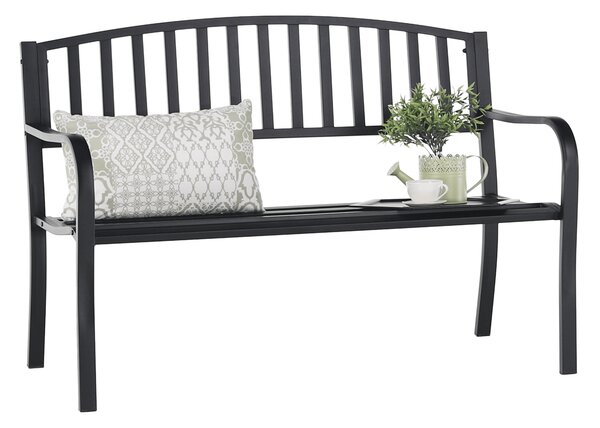Banca gradina VENDA, negru, metal, 127x60x85 cm
