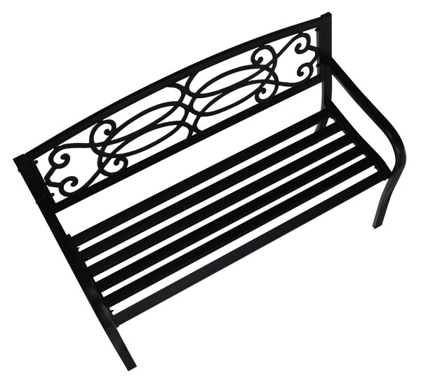 Banca gradina VENDA, negru, metal, 127x60x85 cm