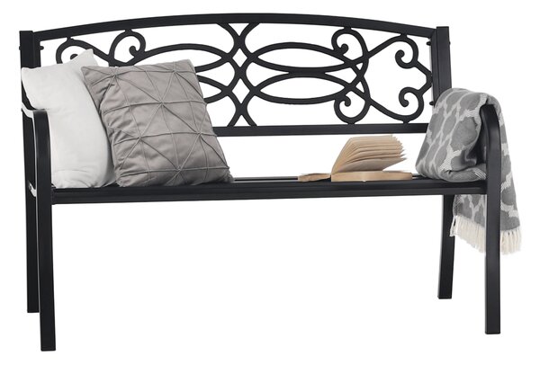 Banca gradina VENDA, negru, metal, 127x60x85 cm
