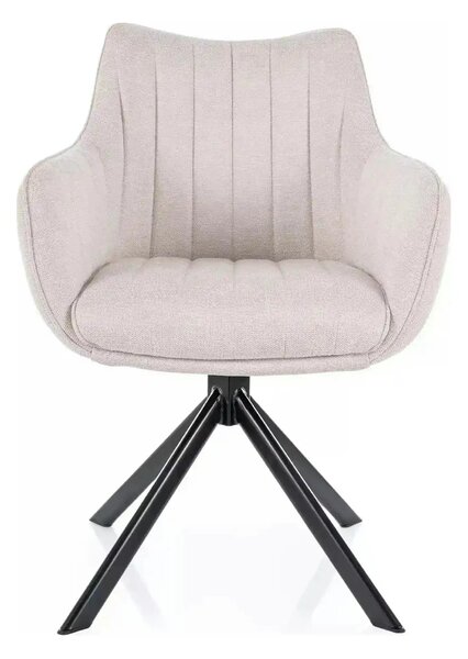 Scaun living rotativ AZALIA, bej deschis/negru, stofa clasica/metal, 6