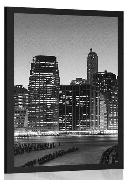 Poster nopți New York-ului în design alb-negru