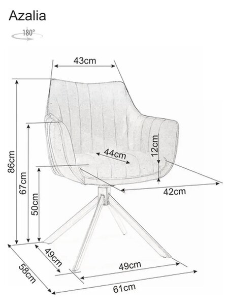 Scaun living rotativ AZALIA, bej deschis/negru, stofa clasica/metal, 6