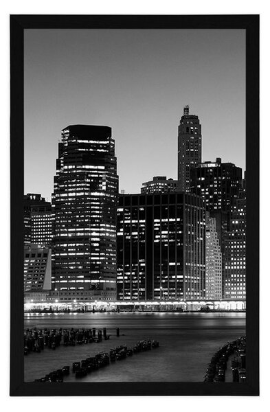 Poster nopți New York-ului în design alb-negru