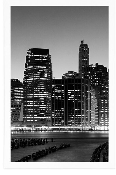 Poster nopți New York-ului în design alb-negru