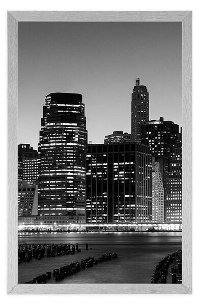 Poster nopți New York-ului în design alb-negru