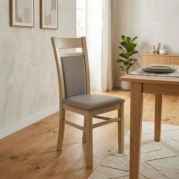 Scaun GERARD 2, gri/stejar sonoma, stofa clasica/lemn de fag, 44x55x97