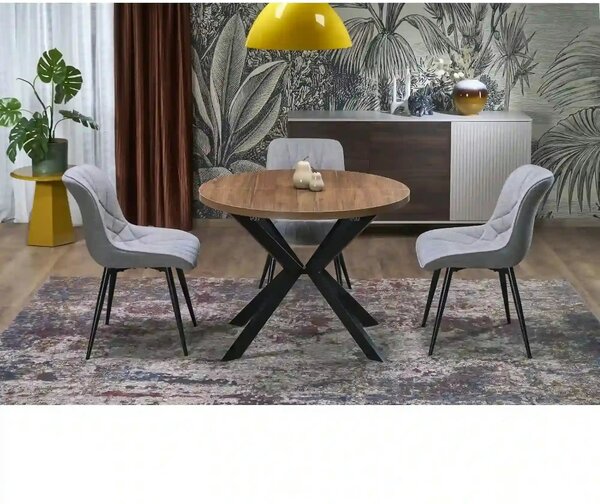 Masa extensibila PERONI, nuc/negru, PAL furniruit /otel, 100/250x100x7