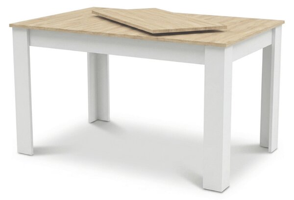 Masa extensibila de dining MADO 120/160x80 cm, alb/stejar sonoma
