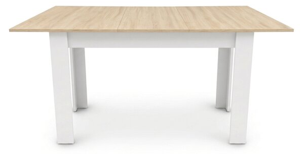 Masa extensibila de dining MADO 120/160x80 cm, alb/stejar sonoma