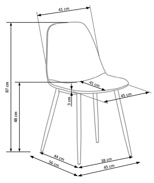 Scaun K316, gri/stejar, stofa clasica/metal, 44x56x87 cm