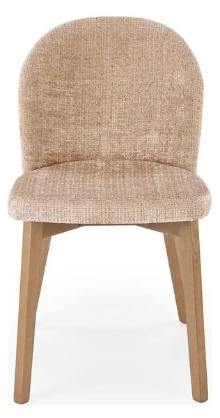 Scaun BASSO, bej - Cremona 14/nuc, stofa catifelata/lemn, 48x56x86 cm