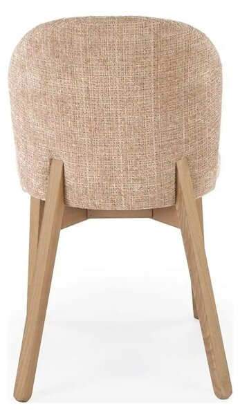 Scaun BASSO, bej - Cremona 14/nuc, stofa catifelata/lemn, 48x56x86 cm