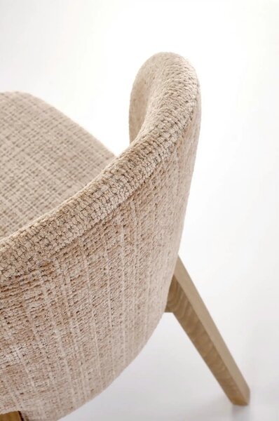 Scaun BASSO, bej - Cremona 14/nuc, stofa catifelata/lemn, 48x56x86 cm
