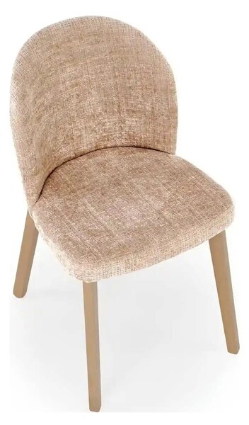 Scaun BASSO, bej - Cremona 14/nuc, stofa catifelata/lemn, 48x56x86 cm