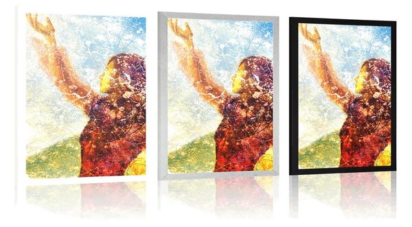 Poster femeie pictată în design magic
