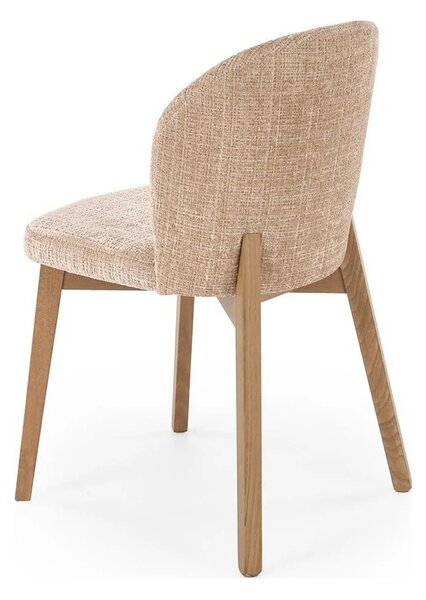 Scaun BASSO, bej - Cremona 14/nuc, stofa catifelata/lemn, 48x56x86 cm