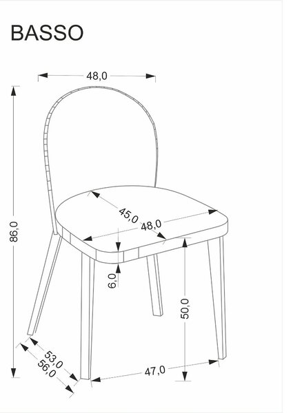 Scaun BASSO, bej - Cremona 14/nuc, stofa catifelata/lemn, 48x56x86 cm