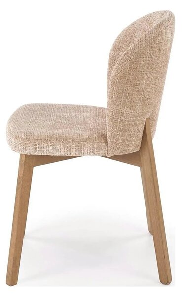 Scaun BASSO, bej - Cremona 14/nuc, stofa catifelata/lemn, 48x56x86 cm
