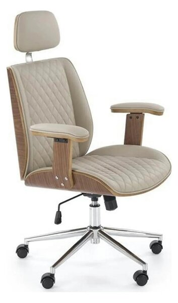 Scaun birou TIMBER, nuc/bej, piele ecologica/placaj indoit, 72x68x114/