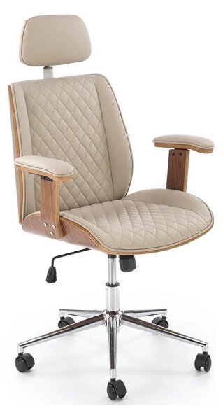 Scaun birou TIMBER, nuc/bej, piele ecologica/placaj indoit, 72x68x114/