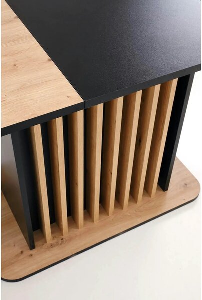 Masa extensibila WILSON, stejar artisan/negru, PAL laminat, 120/158x77