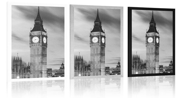 Poster Big Ben în Londra în design alb-negru