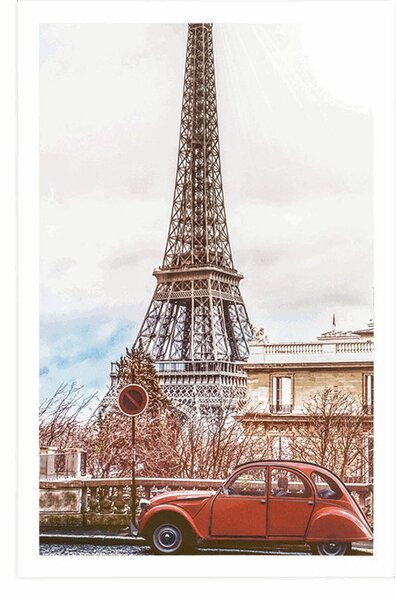 Poster vedere la Turnul Eiffel de pe strada Parisului