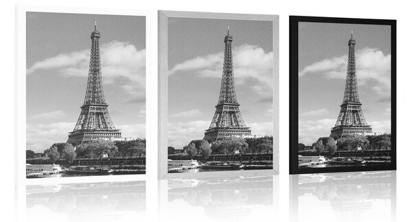 Poster panoramă frumoasă a Parisului în design alb-negru