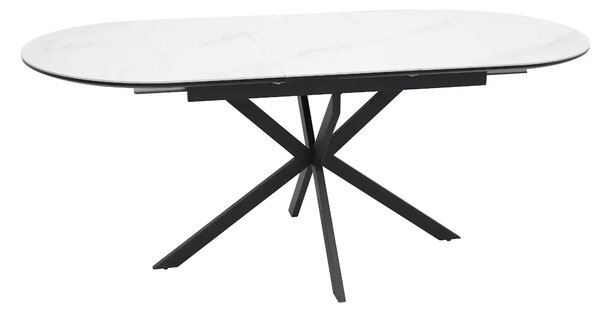 Masa extensibila pentru sufragerie GASTON, alb/negru, ceramica/metal