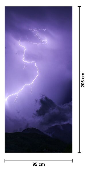 Fototapet pentru ușă - Cerul violet și fulger (95x205cm)