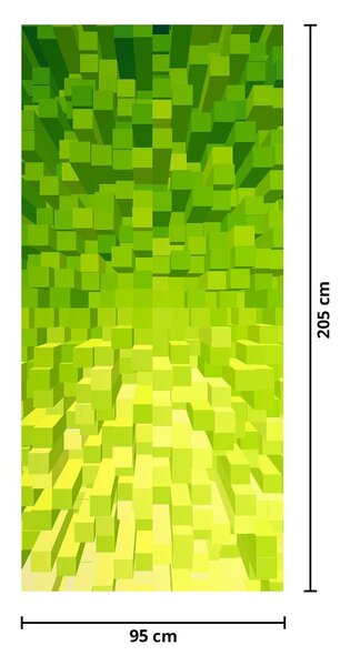 Fototapet pentru ușă - Cuburi galben-verzui (95x205cm)