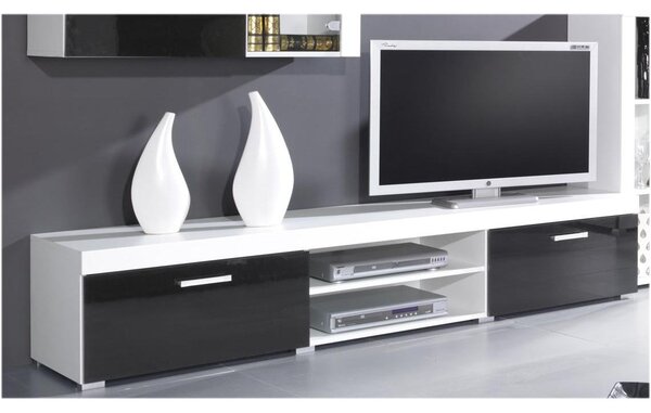 Comoda tv SAMBA REG-8, alb/negru, 200x45x39 cm
