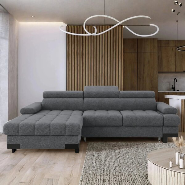 Coltar extensibil SELVA MINI, sezlong stanga, stofa clasica gri - Aust