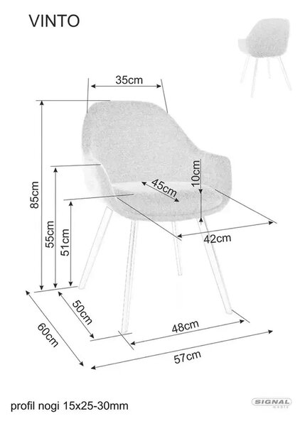 Scaun VINTO, bej - Brego 34, stofa clasica/metal, 57x45x85 cm