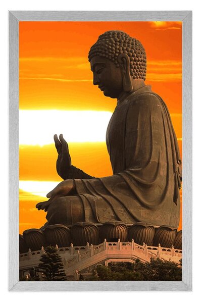Poster cu passepartout statuie lui Buddha la apus de soare