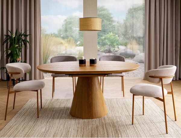Masa rotunda extensibila living ANGEL II, stejar, 120/160x120x75 cm