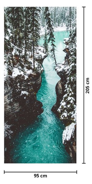 Fototapet pentru ușă - Râul de munte iarna (95x205cm)
