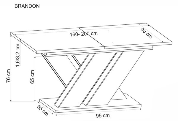 Masa moderna bucatarie BRANDON, casmir/stejar, PAL laminat, 160/200x90