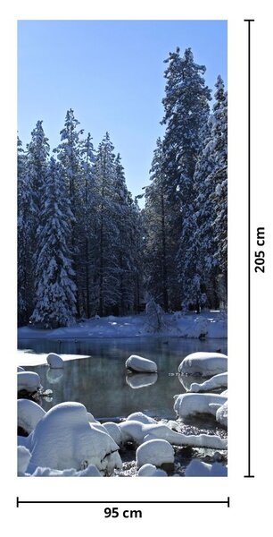 Fototapet pentru ușă - Pădurea înzăpezită (95x205cm)