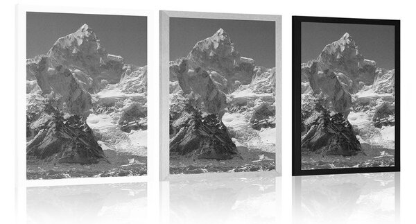 Poster vârful de munte frumos în design alb-negru