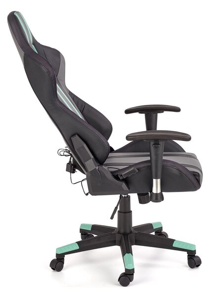Scaun gaming FACTOR, negru/gri/verde, piele ecologica/material textil
