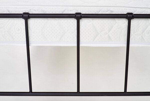 Pat metalic negru Linda 90x200, negru, otel, cu somiera