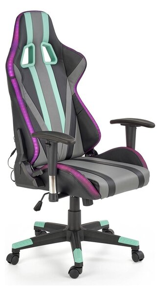 Scaun gaming FACTOR, negru/gri/verde, piele ecologica/material textil