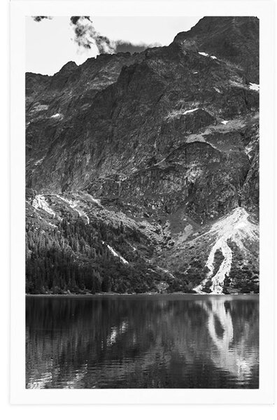 Poster ochiul mării în Tatra în design alb-negru
