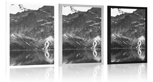Poster ochiul mării în Tatra în design alb-negru